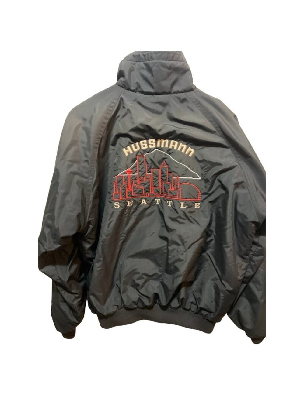 Vintage Seattle Black jacket coat Top Gear workwear embroidered skyline Sz L